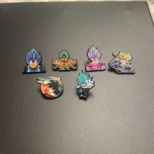 6 DRAGON BALL Z  GOKU VEGETA TRUNKS BROLY GOHAN HAT/CLOTHING METAL ENAMEL PINS
